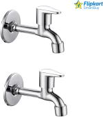 Cossimo Silver Zinc Fksb-Tl-02 Torrent Long Body Bib Tap With Wall Flange Faucet Wall Mount Installation Type (Pack Of 2)