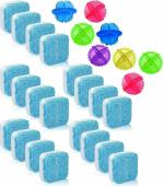 KUMISHRI Washing Machine Cleaner Tablets Drum Cleaning Tablets Powder 20 Pic. With 8 Pic. Washing Machine Ball Laundry Dryer Ball(Multi Color)