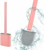 Sui Generis Silicone Toilet Cleaning Brush with Holder Toilet Anti Drip Set Toilet Cleaner Brush with Holder Stand for Western Toilet and Indian Toilet Brush with Holder Stand (Pink)