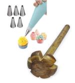 URBAN BUY Cake Decorating 6 Pcs Nozzle with Wooden Rai ,Mathani Rai & Multicolour & (Pack of 2)