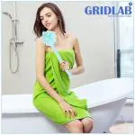 GRIDLAB 2 IN 1 Bath Body Brush with Soft Loofah and Bristles,Back Scrubber with Curved Long Handled Shower Brush for Wet or Dry, Women & Men Body,Face and Spa Washing