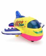 KiddyBuddy - Baby's Little World Bump and Go Airplane with Music and Lights - Yellow Pink & Blue