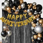 House of Banter Black & Gold Anniversary Decorations for Couples,Silver, Gold & Black Anniversary Theme Decorations, Anniversary Decoration Items for Couples, Parents