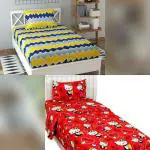 Decent Home Red and Yellow Microfiber Single Floral Flat Bedsheet, Pack of 2 (228 x 152 cm)