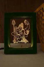Shri Girraj Ji Green Lord Shiv Parvati 3D Led Light Frame Desk Lamp