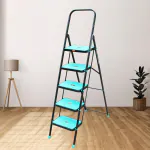 Prime Hulk 5-Steps Heavy-Duty Foldable Steel Step Ladder with Large Anti-Skid Steps, 5Years Warranty (Black + Green)