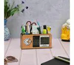Future Works Table Calendar 2023 and Desk Organizer for office table wooden Radio Retro theme lifetime perpetual slide calendar with switch study table decor items ( Ecofriendly) (3 Compartment, Bamboo) 7.62 x 19.05 x 8.89 cm