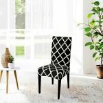 Inditradition Stretchable Elastic Dining Chair Cover Set, Washable Chair Slipcovers | Ideal for All Handle-Less Chairs (Pack of 4, Black Diamond, CC-02)