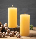 AromaticFables- Citrus Scented Yellow Set of 2 Rustic Pillar Candle
