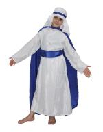 Kaku Fancy Dresses Mother Mary Christmas Day Costume -White & Blue, 7-8 Years, For Girls