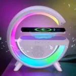 BREAZBELL G Speaker Lamp - APP Control 3 in 1 Multi-Function Bluetooth Speaker with Wireless Fast Charging, RGB Light and Sunrise Alarm Clock for Bedroom & Bedside Table Wireless Charger Atmosphere Lamp, G Lamp LED Table Lamp, Bluetooth Speaker