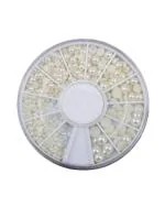 WorldWesties White Pearl Beads Wheel Nail Art Stone Different Size Wheel Rhinestones Manicure Beads Nail Art Glitter Decoration 12 Styles