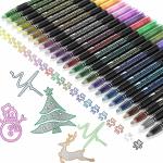 Pathos India Outline Metallic Markers, 24 Colors Double Line Pen, Super Squiggles Marker Set, Glitter Markers for Christmas Gift Card, Birthday Greeting, Drawing, Painting, Posters, DIY Art Crafts