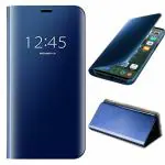 Fastship Clear View Smart Electroplate Mirror Flip Protective Leather with Glass Flip Cover for Vivo Y95 - Navy Blue