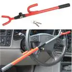 Autobizarre Anti-Theft Adjustable Car Steering Wheel Lock Security System For All Cars (Red) - Alloy Steel
