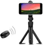 Phagqu Black Mini Live Broadcast Extendable Bluetooth Selfie Stick Cum Tripod