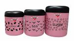 VARNA STAINLESS STEEL Tea, Coffee and Sugar Containers | Set of 3 piece Jars, Pink