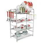 OSE Stainless Steel Kitchen Dish Rack | Plate Cutlery Stand | Kitchen Utensils Rack | Modern Kitchen Storage Rack (18 X 24)
