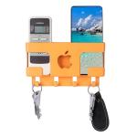 WALLVIEW TECH Plastic Apple Wall Mount Mobile Holder | Plastic Storage Case for Ac Tv Remotes | Multi-Purpose Wall Phone Stand for Charging | Remote Wall Organiser | Smart Stand Gadget | Orange | 18 x 10 x 11 cm