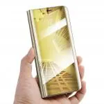 Fastship Clear View Smart Electroplate Mirror Flip Protective Leather with Glass Flip Cover for Samsung Galaxy S9 Plus - Executive Golden