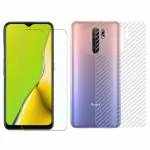 Kite Digital Redmi 9 Prime Back Screen Protective Film Carbon Fiber Skin Transparent Screen Guard Sticker & Premium Tempered Glass Screen Protector