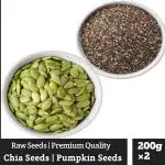 Fruitzvilla Natural Raw Chia Seeds & Pumpkin Seeds Combo 400 g (Pack of 2 Each 200gm ) 100% Organic | Chemical Free | Blood Sugar Level | Boosting metabolism & Immunity