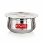 HAZEL Steel Tope with Lid |Curved Shaped Utensils Set for Kitchen with Round Bottom | Boiling Vessels, Multipurpose Steel Bhagona, Capacity 2575 ml