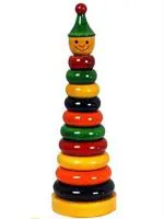 Mini Leaves Multicolor Wood Rainbow Stacking Ring Tower Educational Toys For 1 Year Old And Above (Pieces Of 10)