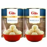 Gits Open to Eat Rasgulla, 16 Pieces Per Can, 100% Veg, Authentic Bengali Sweet, 2Kg (Pack of 2, 1Kg Each)