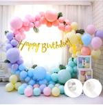 Perfect Party Happy Birthday Decoration Kit 103 Pcs Combo Pack for Boys, Girls, Kids - Happy Birthday Cursive Banner, Multicolor Pastel Balloons, Glue Dots & Arch Strip