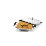 JVL Silver Stainless Steel Square Curry Dish With Lid 220 X 220 mm