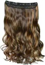 PHKMALL Golden Highlight Clip in Curly Extension Hair Extension