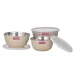 Trueware Rio Microwave safe Serving Bowl set of 3 Inner steel outer plastic, 1000, 1400 & 2200 ML