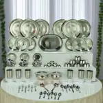 ROYAL SAPPHIRE Traditional Silver Round Stainless Steel Dinner Plate (30 x 30 x 11 cm) 61 pcs