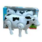 TOYOLOGY Plastic lectric Milk Cow Moving Legs and Shake Tail Funny Cow Figure Toy Kids (Multicolour)