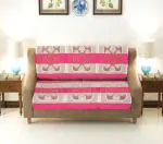 SSDN Premium Quality New Design Poly cotton Net Fabric 3 Seater Sofa Cover,(PINK)