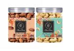 BLESSBERRY Dry Roasted plain salted Almond & plain salted Cashew for Snacks Dry Nuts 400gm Cashews,Almond Roasted Gram (400 g)
