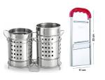 BLUE WONDER Stainless Steel Twin Cutlery Holder Racks With Stainless Steel Ajanta Slicer and (Multicolour, Pack of 2)