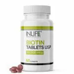 INLIFE Biotin 10000mcg Tablets | Vitamin B7 for Hair Growth Supplement - 60 Tablets for Men and Women