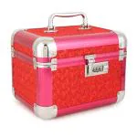 Clarabae Vanity Box for Women Makeup Organizer Box Stylish Clip-Lock Vanity Case for Her Professional Travel Makeup Case Portable Artist Cosmetic Brush Organizer Storage Bag (Red)