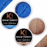 KINDED Dark Blue and Bronze Powder Loose Shimmer Glitter Eyeshadow for Women - Pack of 2, Each Pack 3 g