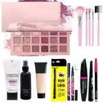 KA CAYLA Beauzy Nude Shaded 18 Color Matte+Glitter Eyeshadow Palette with Face Makeup Creams and Eye makeup Black Edition Kits (8 Items in the set)