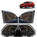 Kingsway Car Magnetic Sun Shades Curtains for Toyota Glanza, Model Year : 2019 - 2022, Half Cut in Front Window, Color : Black, Cotton Mesh, Complete Set of 4 Piece