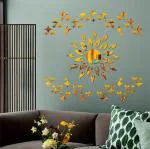Look Decor Sun Flame Small Large Star With Butterfly Golden 3D Acrylic Mirror Wall Sticker (Pack Of 145)