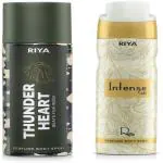 RIYA Thunder Heart & Intense Gold Body Spray Deodorant Long-Lasting Fragrance Perfume Body Spray - For Men & Women (350 ml, Pack of 2)