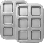 Husaini Mart Carbon Steel Black Loaf Pan Brownie Cake 6-Cavity Non-Stick Square Muffin Blondie Bakeware Heavy Duty (Pack Of 2)