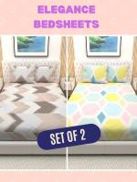 Athom Living Premium Cotton Soft Double Bedsheets,Multicolour Printed Pack of 2 with 4 Matching Pillow Cover sets