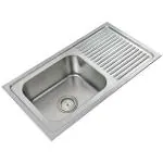 Anupam 209A 304 Grade Stainless Steel Single Square Bowl with Drain Board Kitchen Sink (36 x 20 x 8 inch)