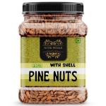 NUTRI PETALS Premium Pine Nuts Dry Fruits With Shell Whole Chilgoza, Neza Big Size|Healthy food Jar Pack 500 gram (Lebanon Chilgoza Giri)