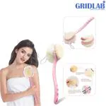 GRIDLAB 2 IN 1 Loofah with handle Body Brush,Bath shower Brush&Loofah Back Scrubber with Curved Long Handled for Skin Exfoliating Bath,Massage Brush